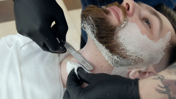 VideoHive Hands Shave the Beard Men Barbershop Razor 19620384 VideoHive Hands Shave the Beard Men Barbershop Razor 19620384