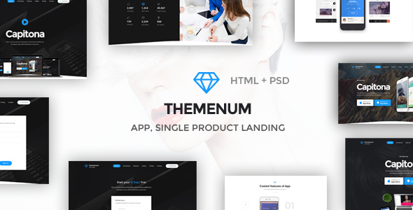 Themenum - App Landing Page & Showcase Responsive HTML Template by themenum