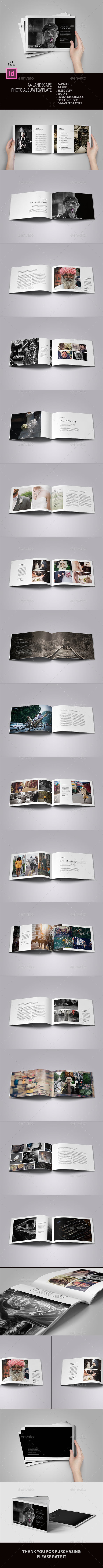 A4 Landscape Photo Album - Photo Albums Print Templates