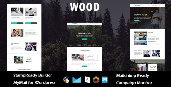 Wood - Multipurpose Responsive Email Template with Stampready Builder Access