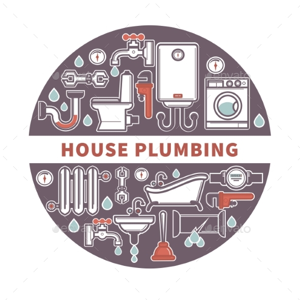 House Plumbing Firm Label for Promotion Vector - Industries Business