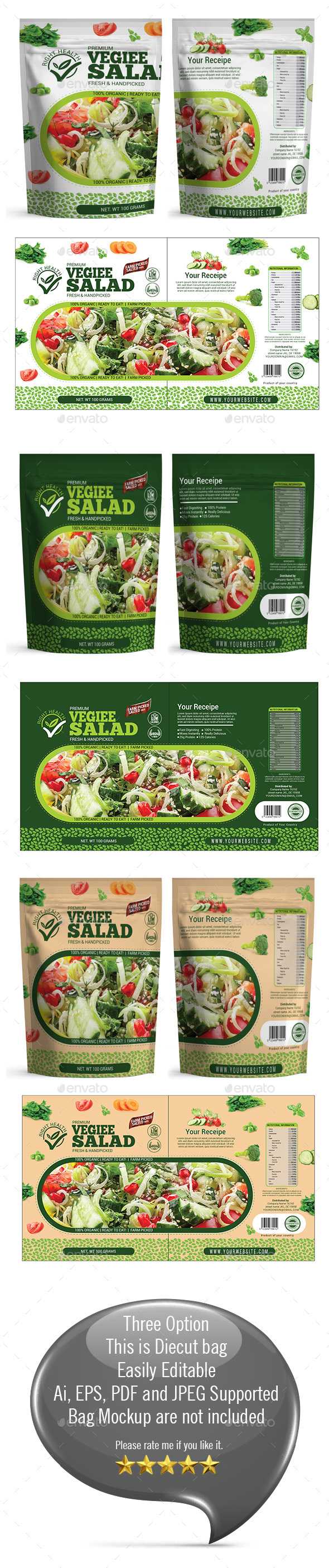 Salad Packaging Templates - Packaging Print Templates