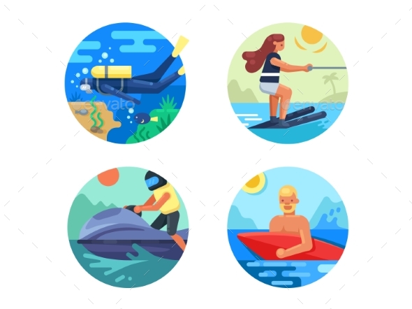 Water Sport Icon Set - Sports/Activity Conceptual