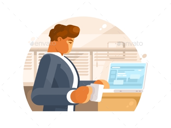 Confident Businessman in Workplace - Concepts Business