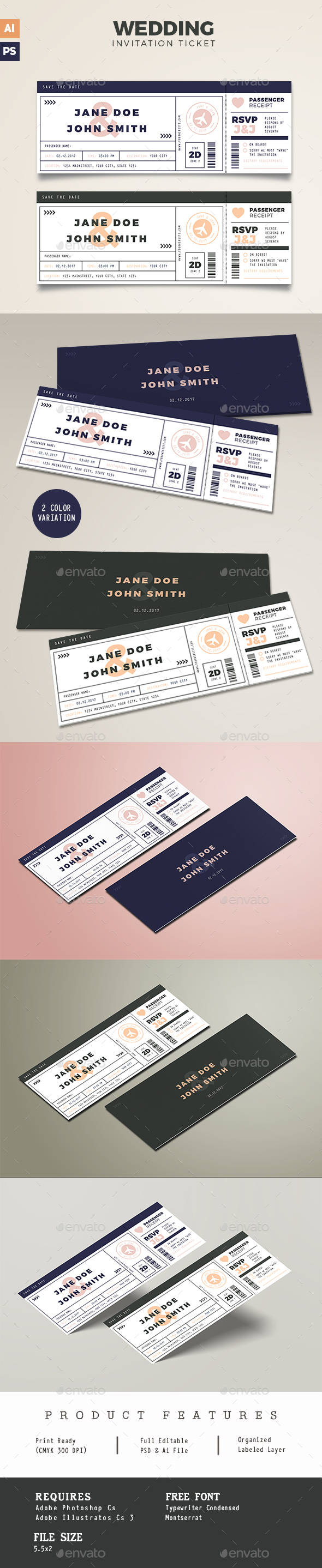 Boarding Pass Wedding Invitation