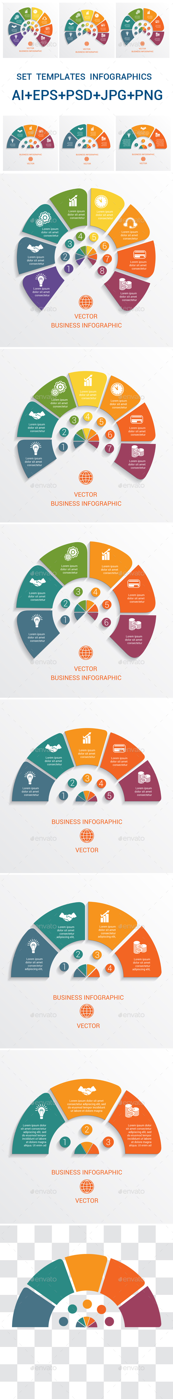 Data Elements For Template infographics 3,4,5,6,7,8, positions. - Infographics