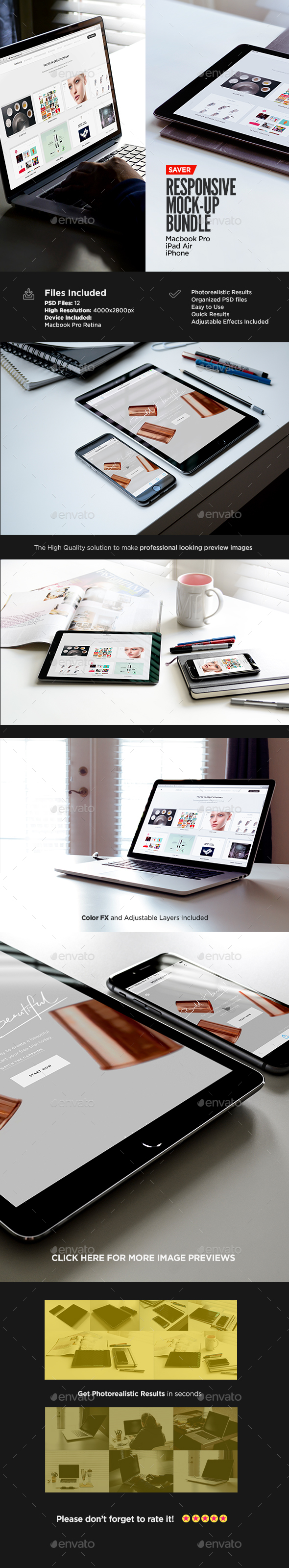 Responsive Screen MockUp Pack | Bundle Edition - Multiple Displays