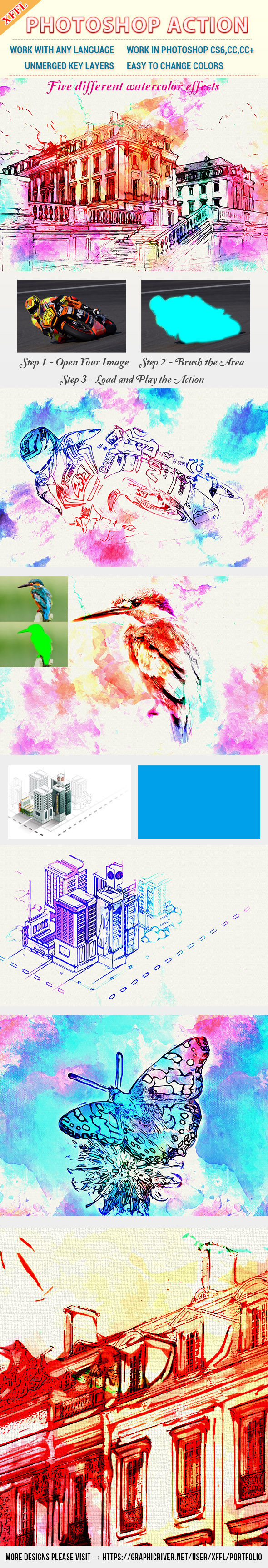Watercolor Art V2 Photoshop Action - Photo Effects Actions