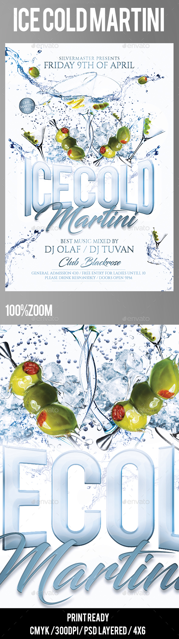 Ice Cold Martini Flyer - Clubs & Parties Events