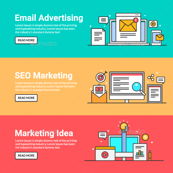 Digital Marketing Web Banners - Web Elements Vectors