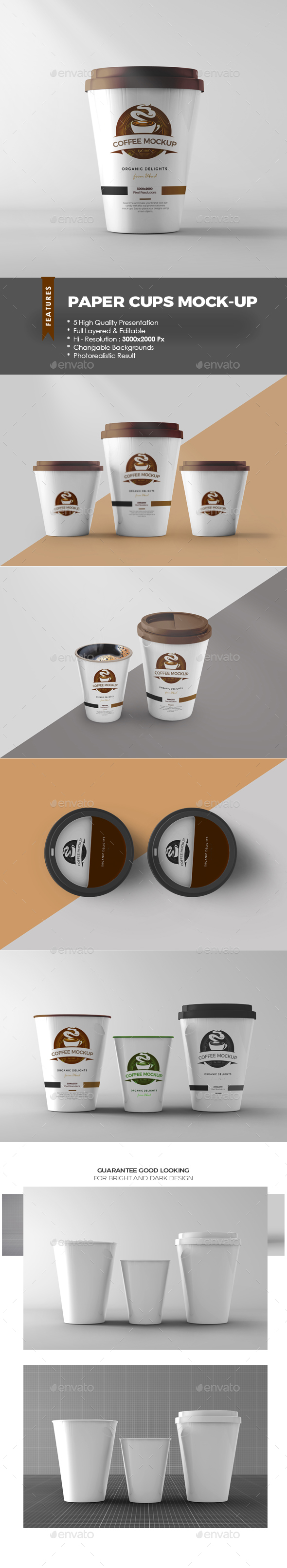 Paper Coffee Cups Mock-up - Food and Drink Packaging