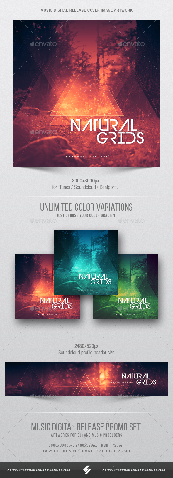 Natural Grids - Music Cover Image Artwork Template - Miscellaneous Social Media