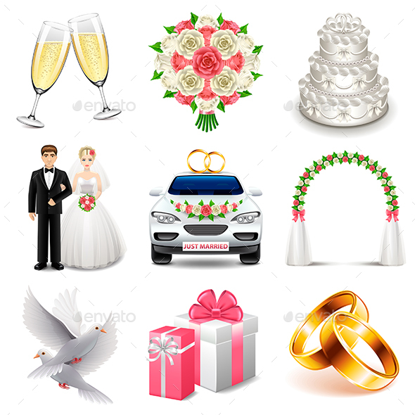 Wedding Icons Vector Set - Weddings Seasons/Holidays