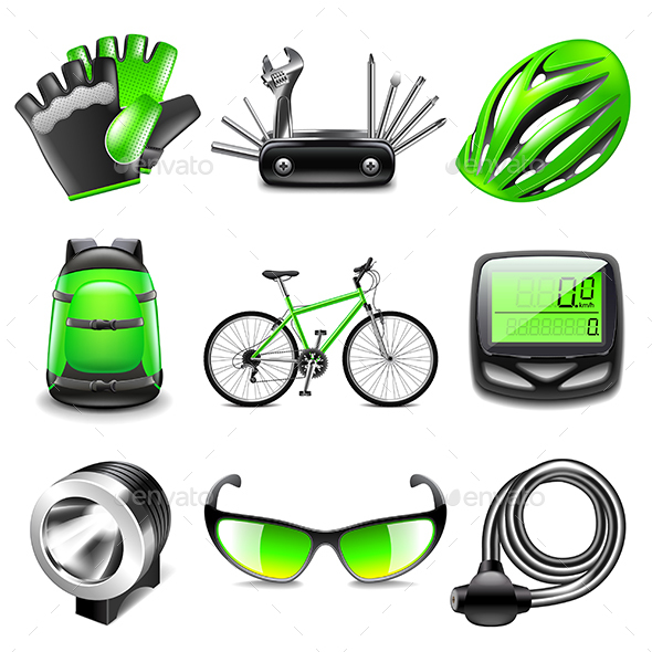 Cycling Icons Vector Set - Sports/Activity Conceptual