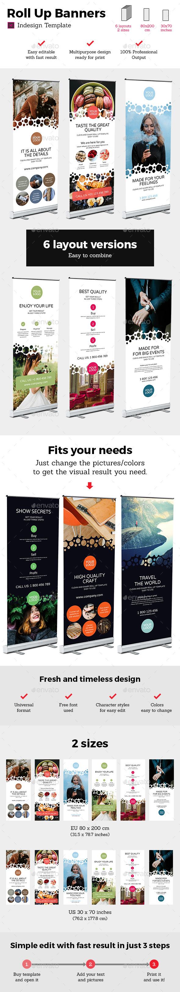 Rollup Stand Banner Display Bubble 12x Indesign Template - Signage Print Templates