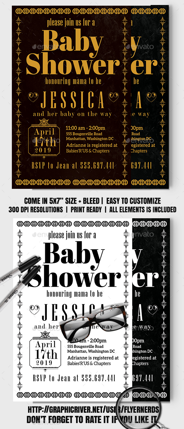 Art Deco Vintage Baby Shower Card - Family Cards & Invites