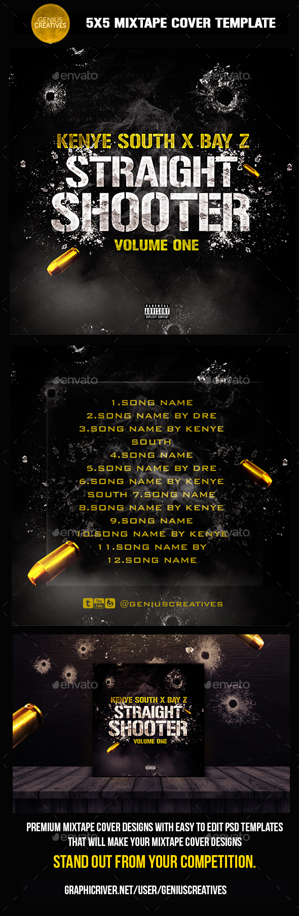 STRAIGHT MIXTAPE - CD & DVD Artwork Print Templates