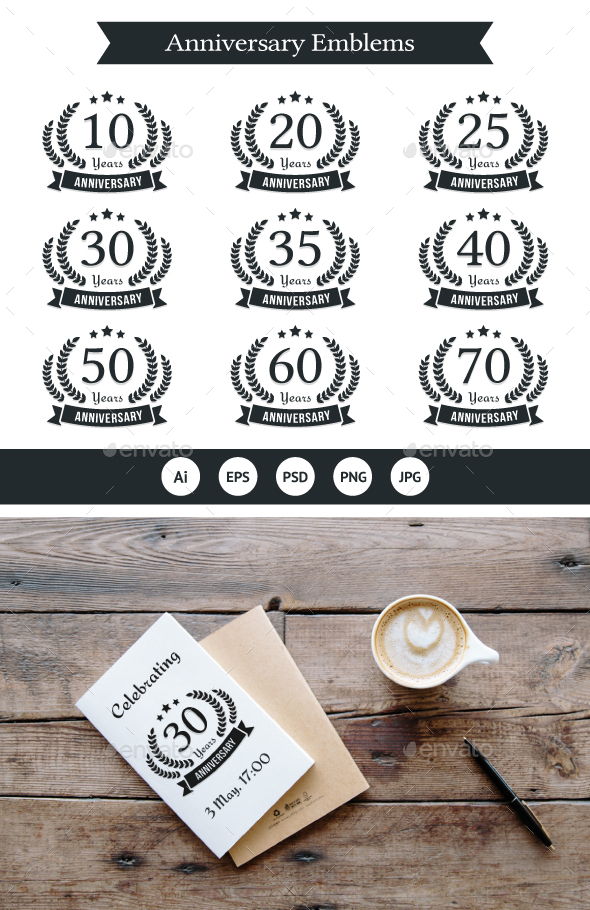 Anniversary Emblems - Decorative Symbols Decorative