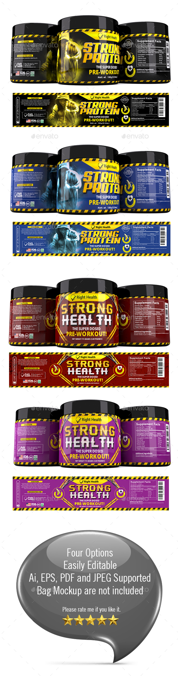 Supplement Label Template 008 - Packaging Print Templates