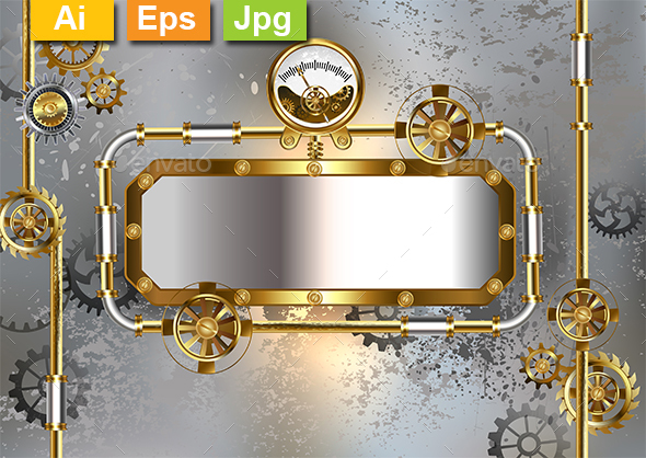 Industrial Banner with Manometer - Backgrounds Decorative