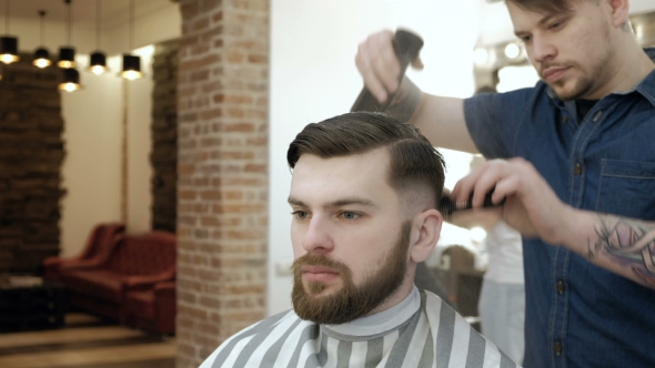 VideoHive Spraying Hair Portrait of a Barber Spraying Water on the Hair 19632273 VideoHive Spraying Hair Portrait of a Barber Spraying Water on the Hair 19632273