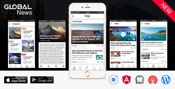 Full Android, iOS Mobile Application for Wordpress Website - Global News - CodeCanyon Item for Sale