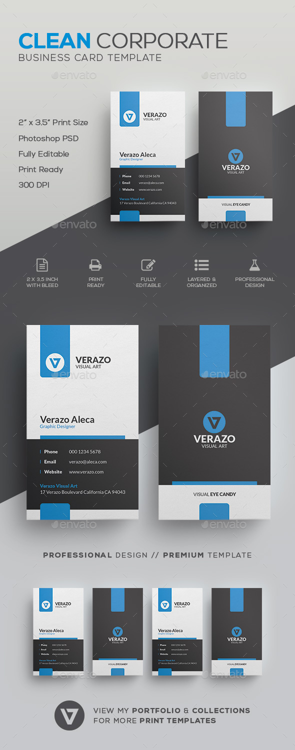 Clean Corporate Business Card Template - Corporate Business Cards