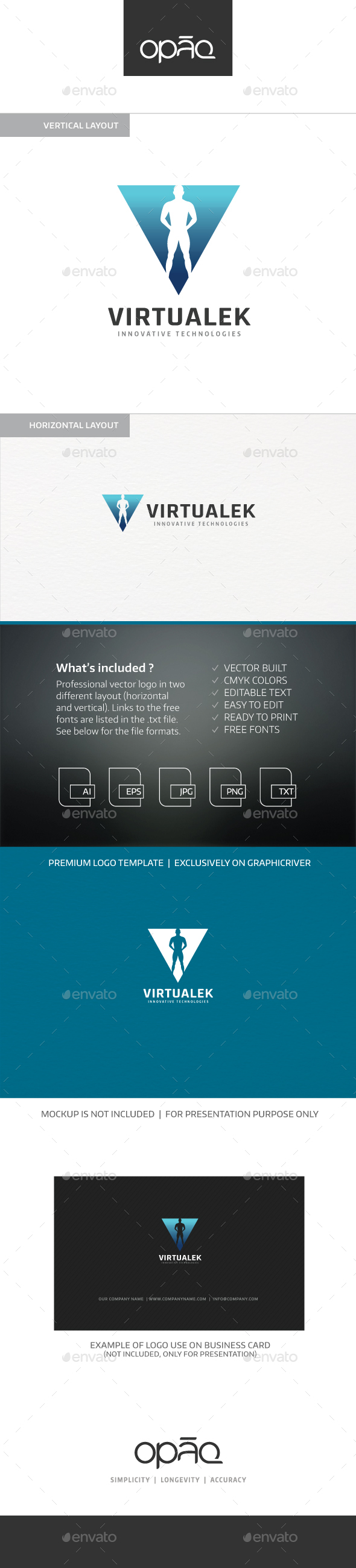 Virtual Human V Letter Logo - Letters Logo Templates