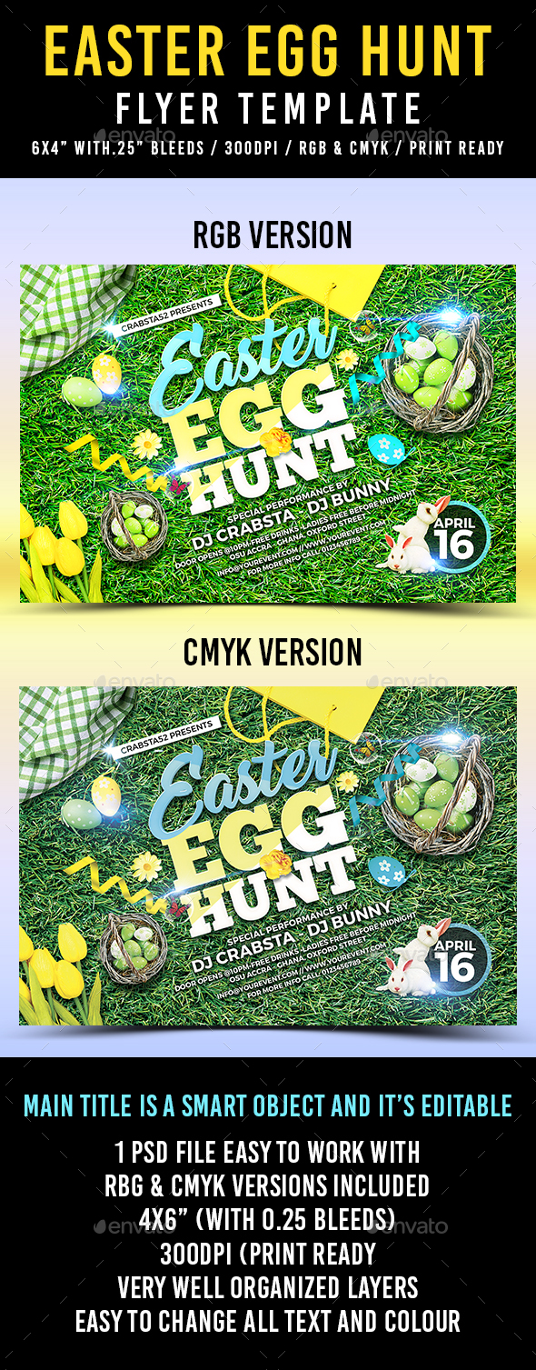 Easter Egg Hunt Flyer Template 2 - Holidays Events
