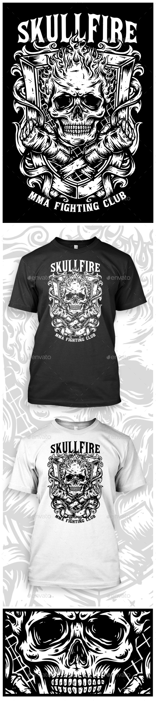 MMA SKULL FIGHTING T-SHIRT - Sports & Teams T-Shirts