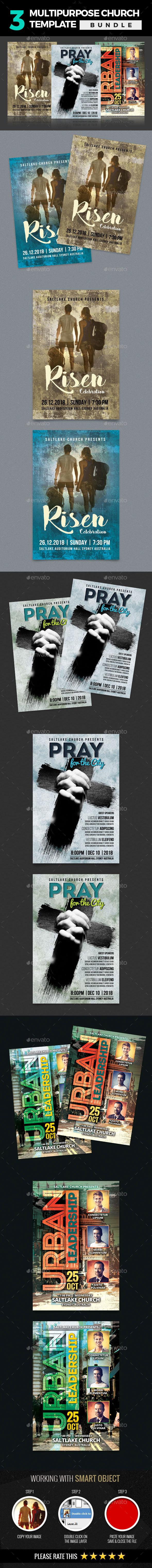 3 In 1 Multipurpose Church Template - Church Flyers