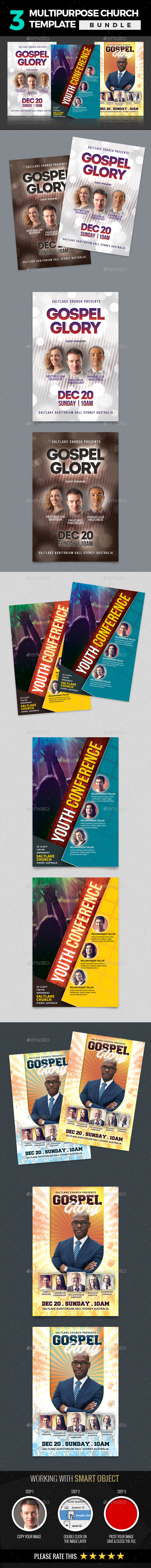 3 In 1 Multipurpose Church Template Bundle - Church Flyers