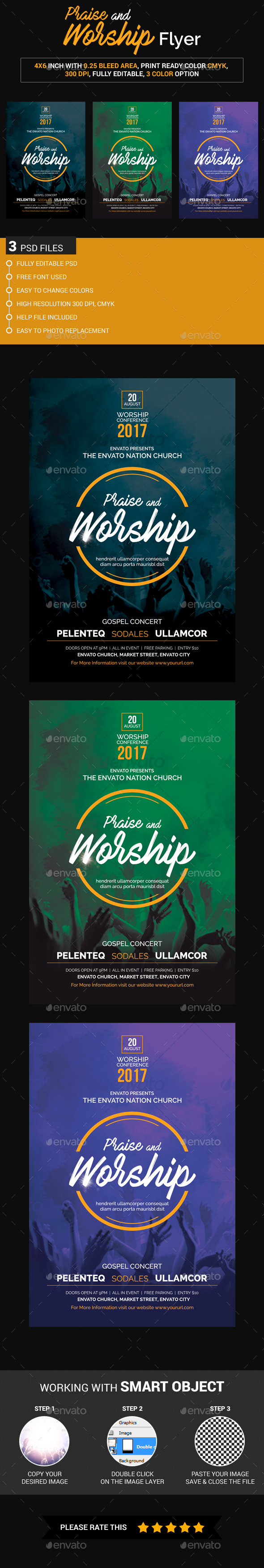 Praise and Worship Flyer - Church Flyers