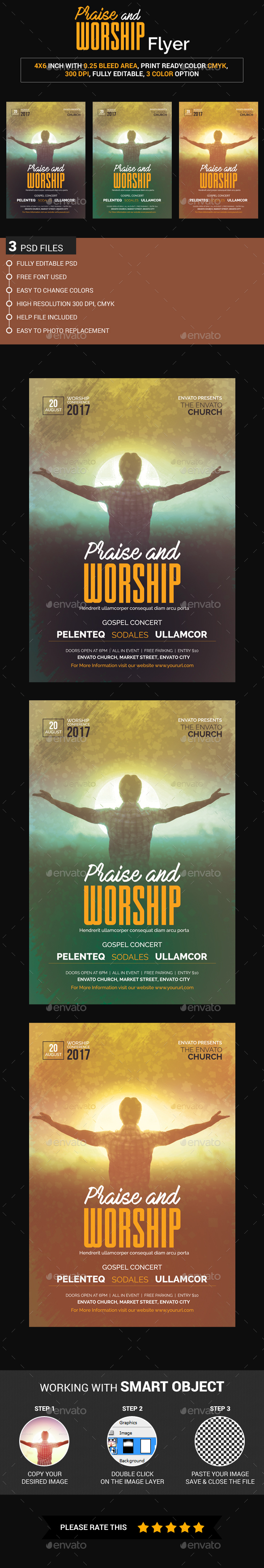 Praise and Worship Flyer - Church Flyers