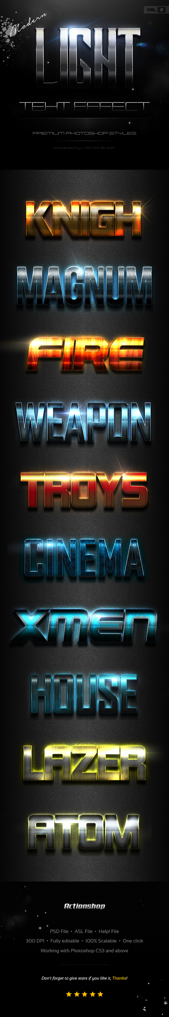 10 Modern Light Text Effects Vol.2 - Text Effects Styles