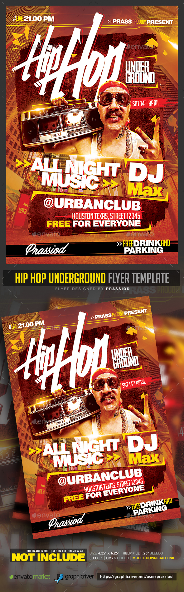 Hip Hop Underground Flyer Template - Clubs & Parties Events
