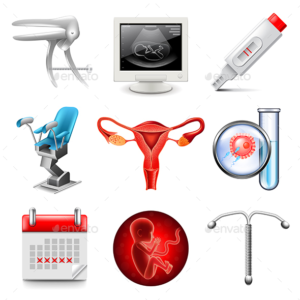 Gynecology Icons Vector Set - Health/Medicine Conceptual