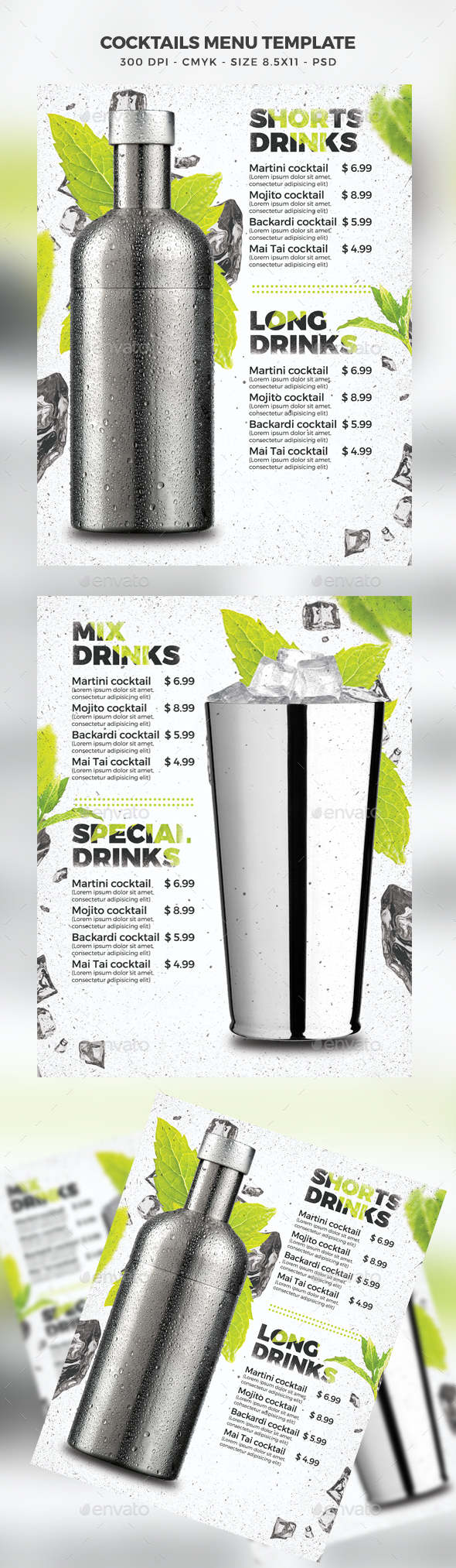 Cocktail Drinks Menu - Food Menus Print Templates