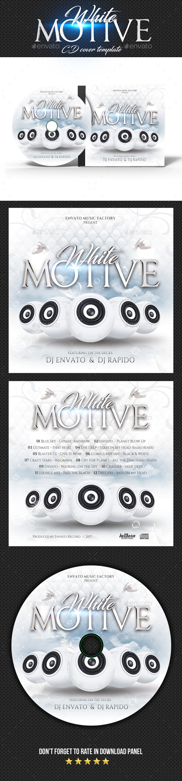 White Motive CD Cover - CD & DVD Artwork Print Templates