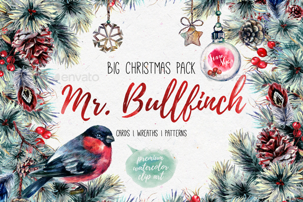 Mr.Bullfinch Watercolor Christmas Set - Graphics