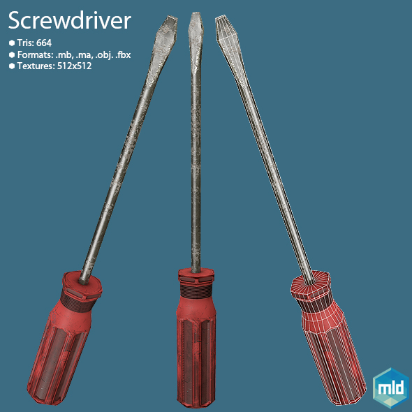 Low Poly Screwdriver - 3DOcean Item for Sale