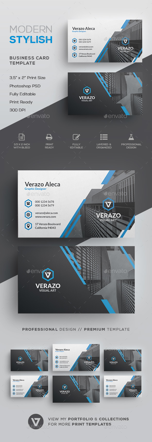 Modern Stylish Corporate Business Card Template - Corporate Business Cards