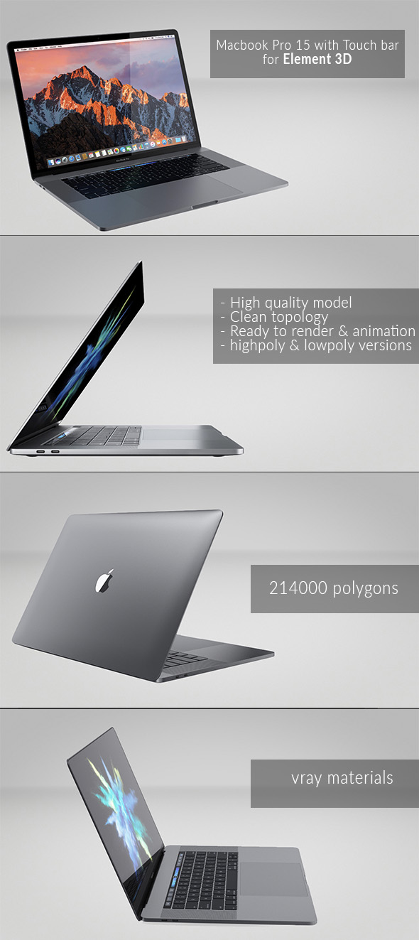 Element 3d - Apple Macbook Pro 15 - 3DOcean Item for Sale