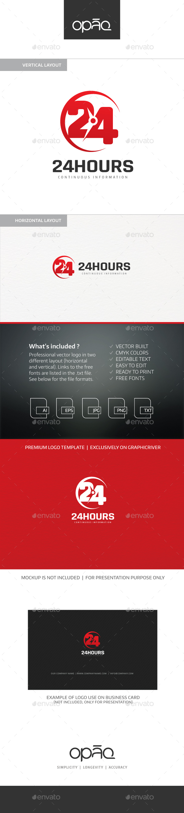 24 Hours Number Logo - Numbers Logo Templates