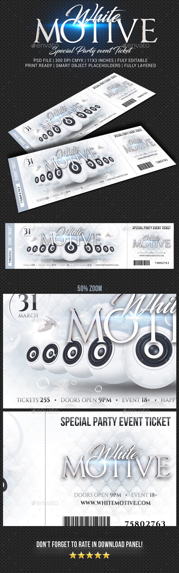 Special Party Event Ticket V12 - Cards & Invites Print Templates