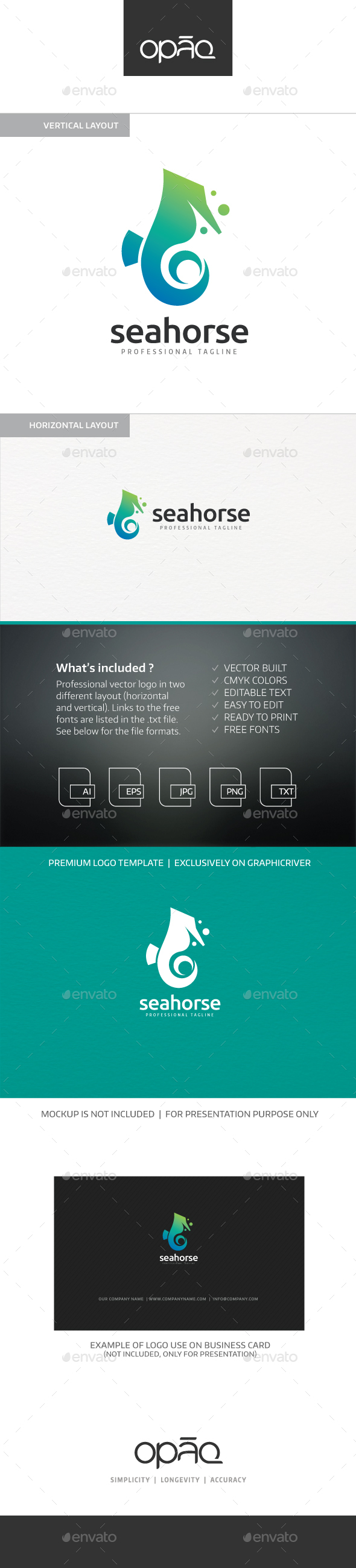 Seahorse Ocean Logo - Animals Logo Templates