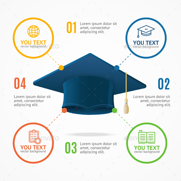 Student Hat Menu Infographic Option Banner Card - Miscellaneous Vectors