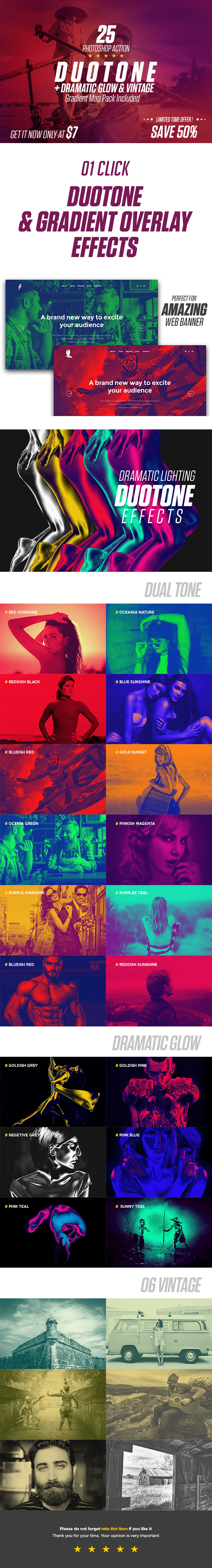 25 Duotone PS Action & Gradient Map - Photo Effects Actions