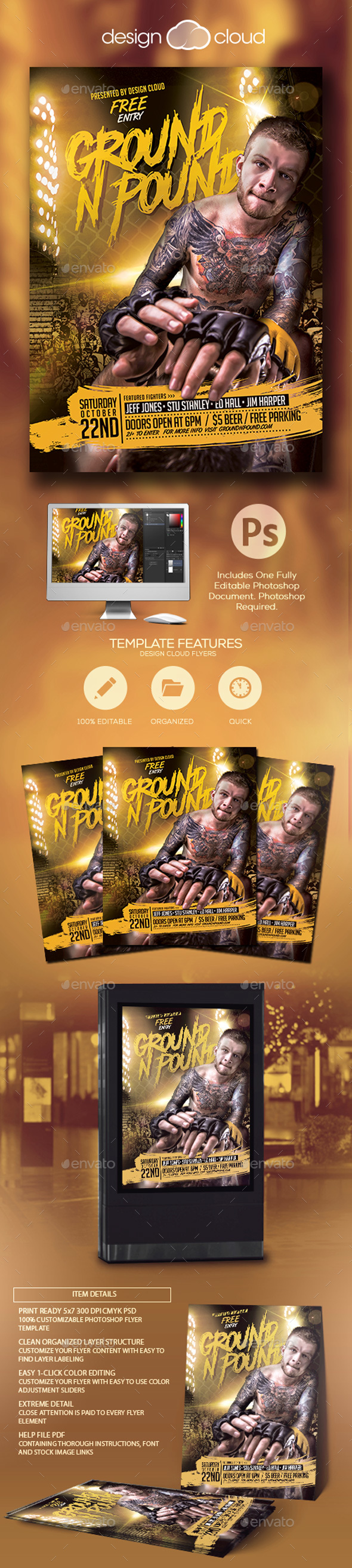 Ground -N- Pound Flyer Template - Sports Events