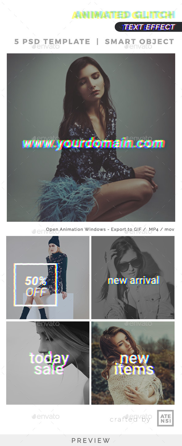 Glitch Animated Text - Photo Templates Graphics